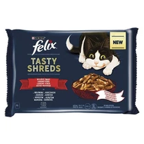 Állateledel alutasakos FELIX Tasty Shreds macskáknak 4-pack házias marha-csirke válogatás szószban 4x80 g Állateledel alutasakos FELIX Tasty Shreds macskáknak 4-pack házias marha-csirke válogatás szószban 4x80 g