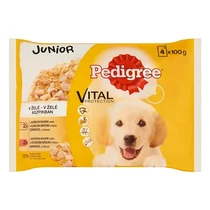 Állateledel alutasakos PEDIGREE Junior kutyáknak 4-pack csirke-marha válogatás 4x100 g Állateledel alutasakos PEDIGREE Junior kutyáknak 4-pack csirke-marha válogatás 4x100 g