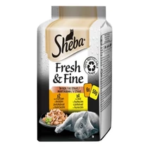 Állateledel alutasakos SHEBA Mini macskáknak szárnyas csirke-pulyka válogatás 6x50 g