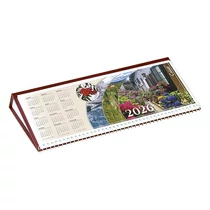 Asztali naptár képes CSÍZIÓ fekvő fehér lapos idézetes bőr hatású Öko hátlap bordó 2026.