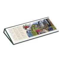 Asztali naptár képes CSÍZIÓ fekvő fehér lapos idézetes bőr hatású Öko hátlap zöld 2026.