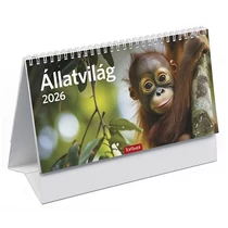 Asztali naptár képes TOPTIMER T058 álló fehér lapos Állatvilág 2026.