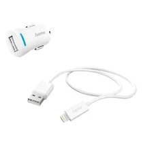 Autós töltő szett HAMA Lightning/USB 2,4A fehér Autós töltő szett HAMA Lightning/USB 2,4A fehér