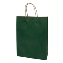 Dísztasak CREATIVE Classic Simple XL 31x42x11 cm kraft egyszínű sötétzöld sodort füles