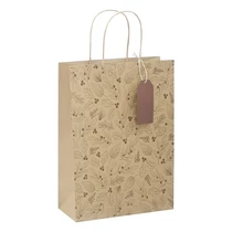 Dísztasak CREATIVE ECO Delucm x Plus cm x L 32cm x 44cm x 11 cm kraft fóliás levél mintás sodort füles