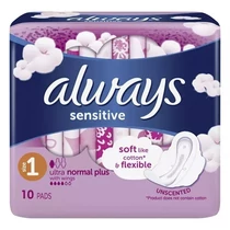 Egészségügyi betét ALWAYS Sensitive ultra normál plus 10 darabos Egészségügyi betét ALWAYS Sensitive ultra normál plus 10 darabos