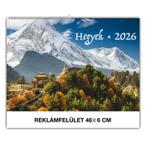 Falinaptár REALSYSTEM 460x320mm fekvő Hegyek 2026.