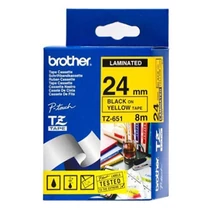 Feliratozó szalag BROTHER TZe-651 24mmx8m laminált sárga alapon fekete írásszín Feliratozó szalag BROTHER TZe-651 24mmx8m laminált sárga alapon fekete írásszín