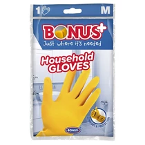 Gumikesztyű BONUS háztartási latex sárga M Gumikesztyű BONUS háztartási latex sárga M