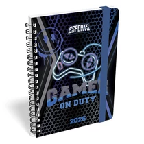 Határidőnapló LIZZY CARD B/6 heti spirálozott gumis Esport game on duty 2026.