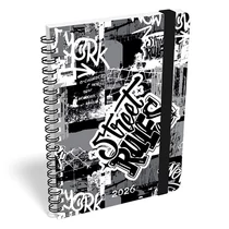 Határidőnapló LIZZY CARD B/6 heti spirálozott gumis Street rules 2026.