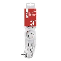 Kábel hosszabbító EMOS 3 aljzat 3m fehér Kábel hosszabbító EMOS 3 aljzat 3m fehér