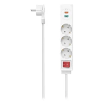 Kábel hosszabbító HAMA 3 aljzat + USB-C/USB-A 1,4m kapcsolóval fehér Kábel hosszabbító HAMA 3 aljzat + USB-C/USB-A 1,4m kapcsolóval fehér