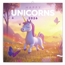 Lemeznaptár REALSYSTEM 300x300mm Happy Unicorns 2026. Lemeznaptár REALSYSTEM 300x300mm Happy Unicorns 2026.