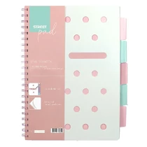 Spirálfüzet kockás STREET Pad A/5 100 lapos regiszteres pasztell rózsaszín Spirálfüzet kockás STREET Pad A/5 100 lapos regiszteres pasztell rózsaszín