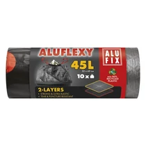 Szemeteszsák ALUFIX 45L 28 mikronos Aluflexy dupla rétegű fekete 10 darabos