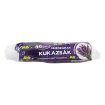Szemeteszsák KELLY húzózáras illatosított levendula 50x60 cm 40L 15 darabos Szemeteszsák KELLY húzózáras illatosított levendula 50x60 cm 40L 15 darabos