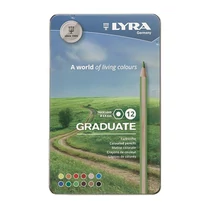 Színes ceruza LYRA Graduate hatszögletű fémdobozos 12 darabos készlet