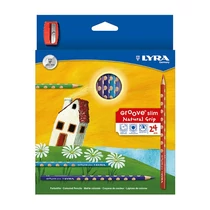 Színes ceruza LYRA Groove Slim háromszögletű 24 darabos készlet+hegyező