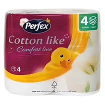 Toalettpapír PERFEX Cotton Comfort Line 3 rétegű 4 tekercses Toalettpapír PERFEX Cotton Comfort Line 3 rétegű 4 tekercses