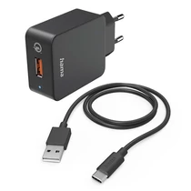 Töltő HAMA QC 3.0 USB-C 19,5W fekete Töltő HAMA QC 3.0 USB-C 19,5W fekete