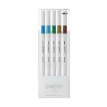 Tűfilc UNI EMOTT 5 darabos 0,4mm (égkék, türkiz, pálmazöld, sötétsárga, barna)