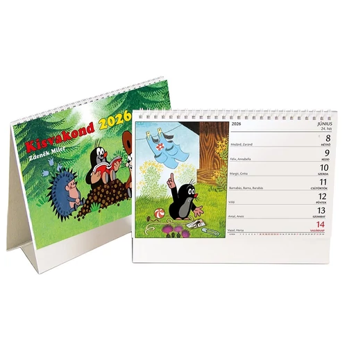 Asztali naptár képes REALSYSTEM álló fehér lapos Kisvakond 2026.