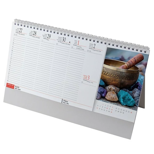 Asztali naptár képes REALSYSTEM álló fehér lapos Meditáció 2026.