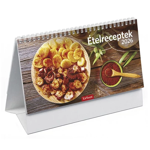 Asztali naptár képes TOPTIMER T058 álló fehér lapos Ételreceptek 2026.
