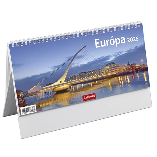 Asztali naptár képes TOPTIMER T063 álló fehér lapos Európa 2026.