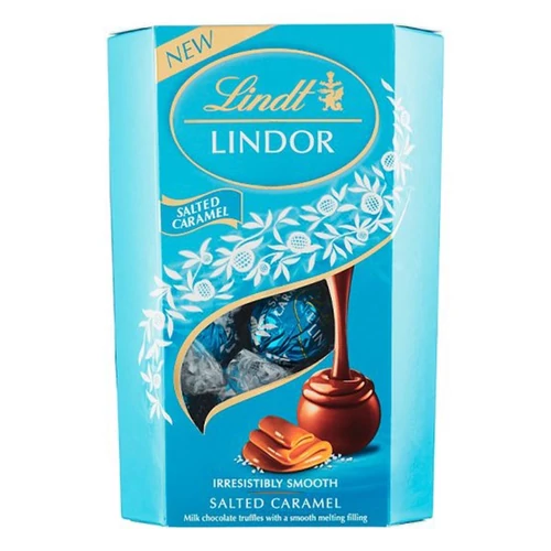 Csokoládé LINDT Lindor Salted Caramel sós karamellás csokoládé golyók díszdobozban 200 g