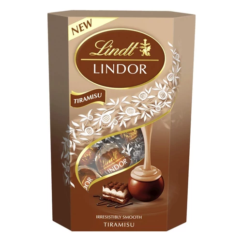 Csokoládé LINDT Lindor Tiramisu tejcsokoládé golyók díszdobozban 200 g