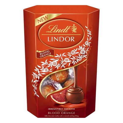 Csokoládé LINDT Lindor Orange tejcsokoládé golyók díszdobozban 200 g
