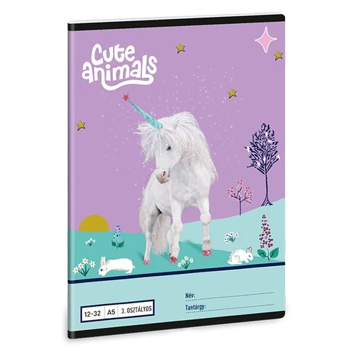 Füzet vonalas ARS UNA A/5 32 lapos 12-32 3. osztályos Cute Animals-Unicorn