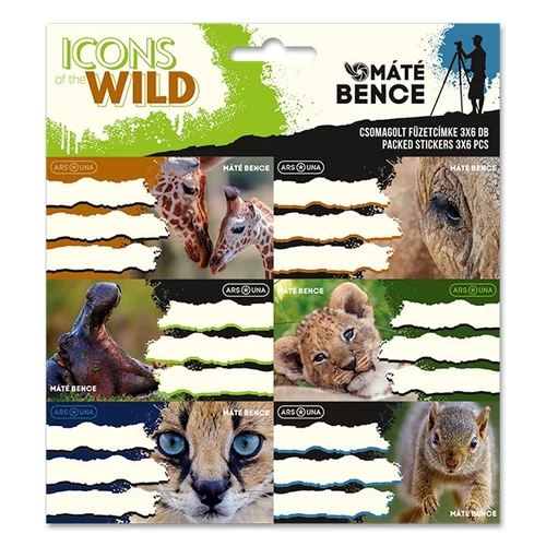 Füzetcímke ARS UNA 18 darabos Icons of the Wild