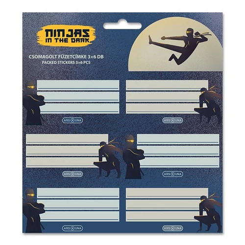 Füzetcímke ARS UNA 18 darabos Ninjas in the Dark