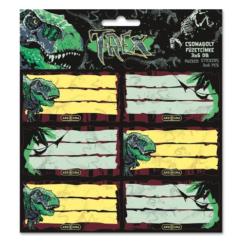 Füzetcímke ARS UNA 18 darabos T-Rex