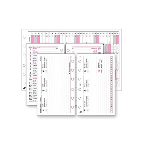 Gyűrűs kalendárium betét SATURNUS S311/F heti fehér lapos 2026.