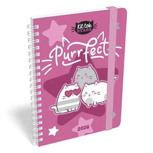 Határidőnapló LIZZY CARD B/6 heti spirálozott gumis Kittok purrfect 2026.