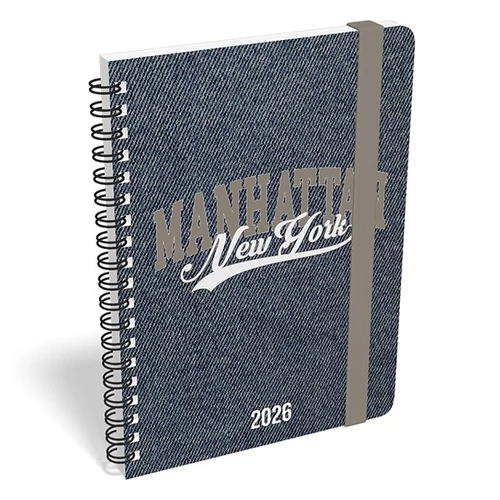 Határidőnapló LIZZY CARD B/6 heti spirálozott gumis Manhattan New York 2026.