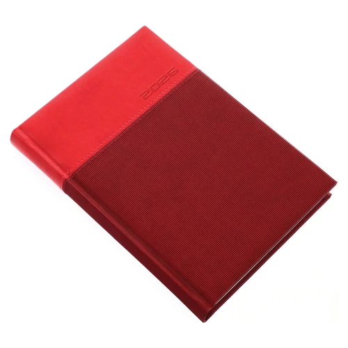 Határidőnapló REALSYSTEM Lux A/5 napi fehér lapos piros 2026.