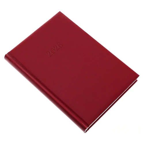 Határidőnapló REALSYSTEM Standard A/5 napi fehér lapos bordó 2026.