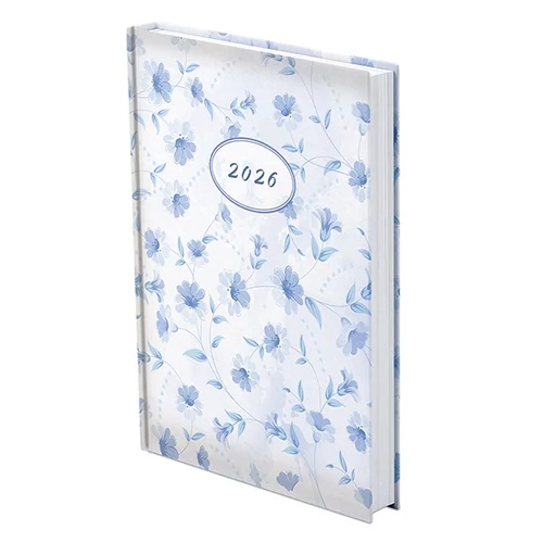 Határidőnapló TOPTIMER Joy J021 A/5 napi fehér lapos Kék virág 3D 2026.