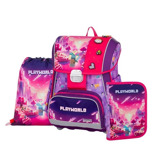 Iskolatáska szett OXY Premium 3 részes Playworld Girl tolltartóval és tornazsákkal