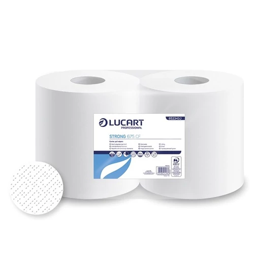 Kéztörlő tekercses LUCART Strong 675CF 25 cm átmérő 675 lap fehér 2 rétegű 852343J