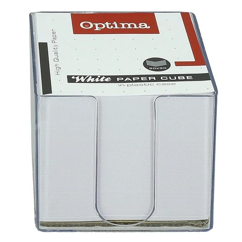 Kockatömb fehér OPTIMA 9x9x9 cm műanyag tartóban