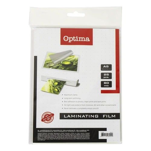 Lamináló fólia OPTIMA A/5 80 mikron fényes 25/csom