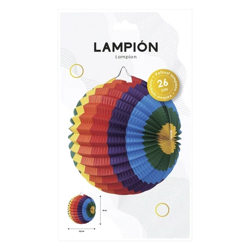 Lampion gömb JUNIOR színes papír szivárvány 26x22,5 cm