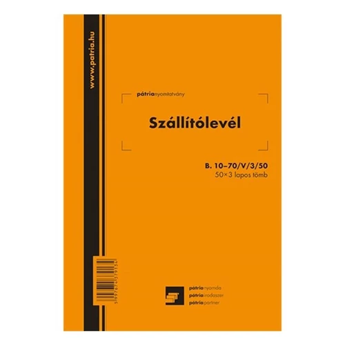 Nyomtatvány szállítólevél A/5 50x3 álló