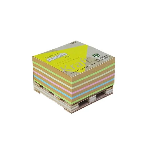Öntapadós jegyzettömb STICK`N Kraft cube 76x76mm mini raklapos mix 400 lap
